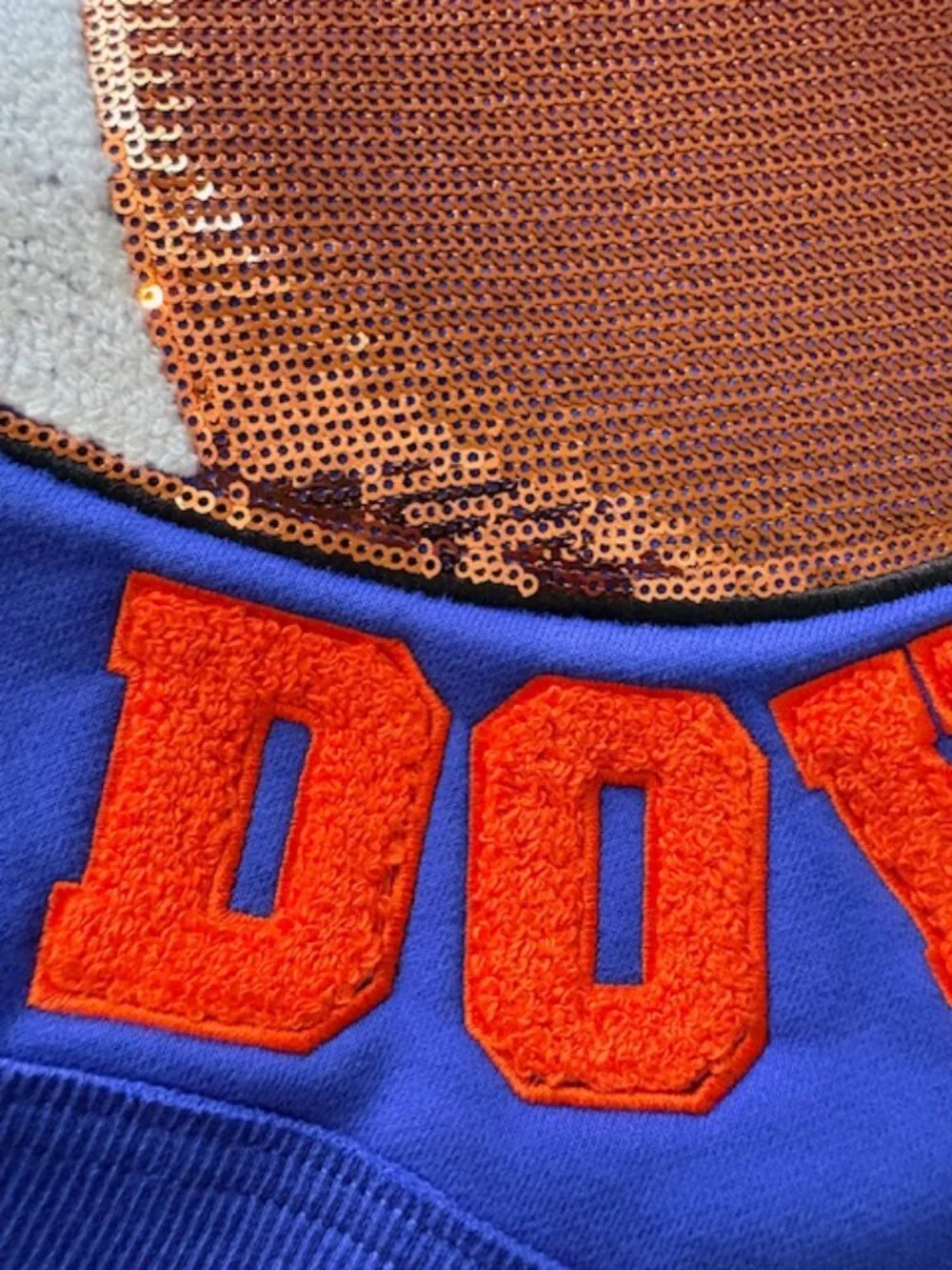 Anna & Ava Sequin Football Touch Down Cropped Oversize Sweatshirt Womens S/M NWT - Picture 10 of 14